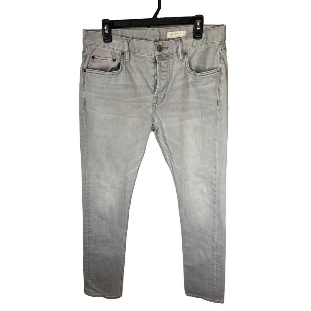 AllSaints Men's Skinny Cigarette Jeans Gray Size 33 Low Rise 5-Pocket